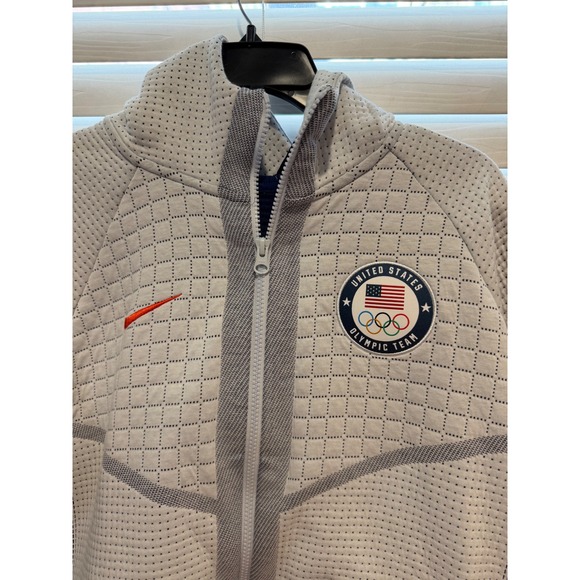 Nike United States Olympic Team Full Zip Hooded Jacket Women's M Gray Perforated - Picture 3 of 8